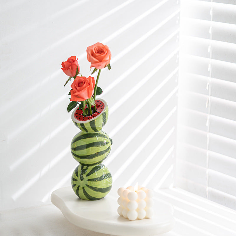 Strawberry Orange Watermelon Ceramic Flower Vase Table Decor