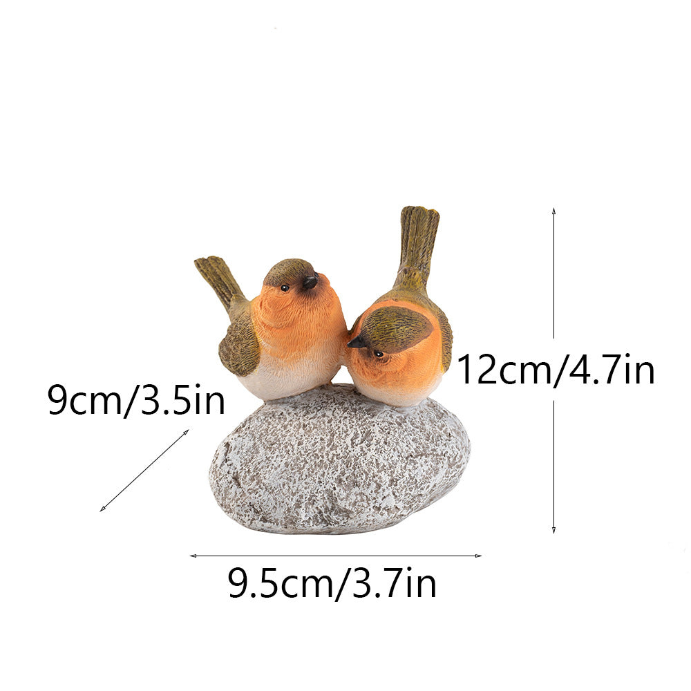 Resin Garden Birds Decor Outdoor Yard Patio Mini Statues Set