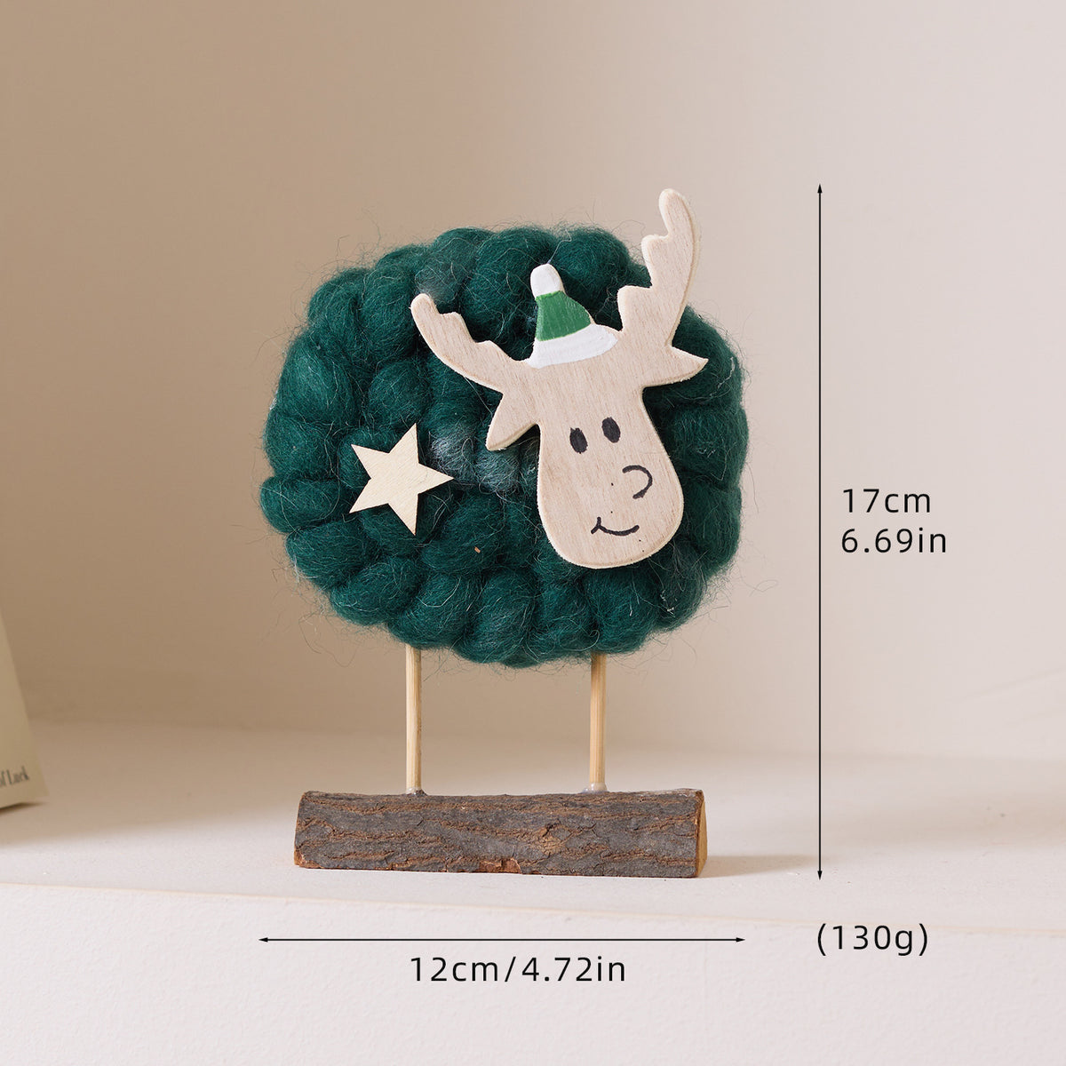 Wooden Wool Felt Christmas Reindeer Tabletop Decoration