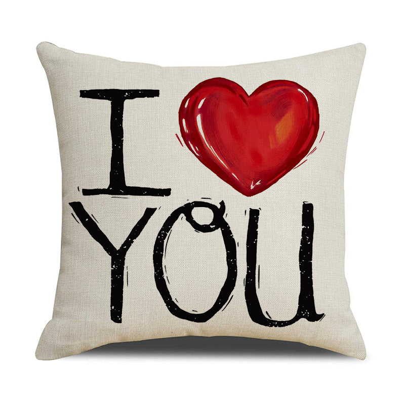 Valentine Heart Linen Pillow Covers Romantic Home Decor