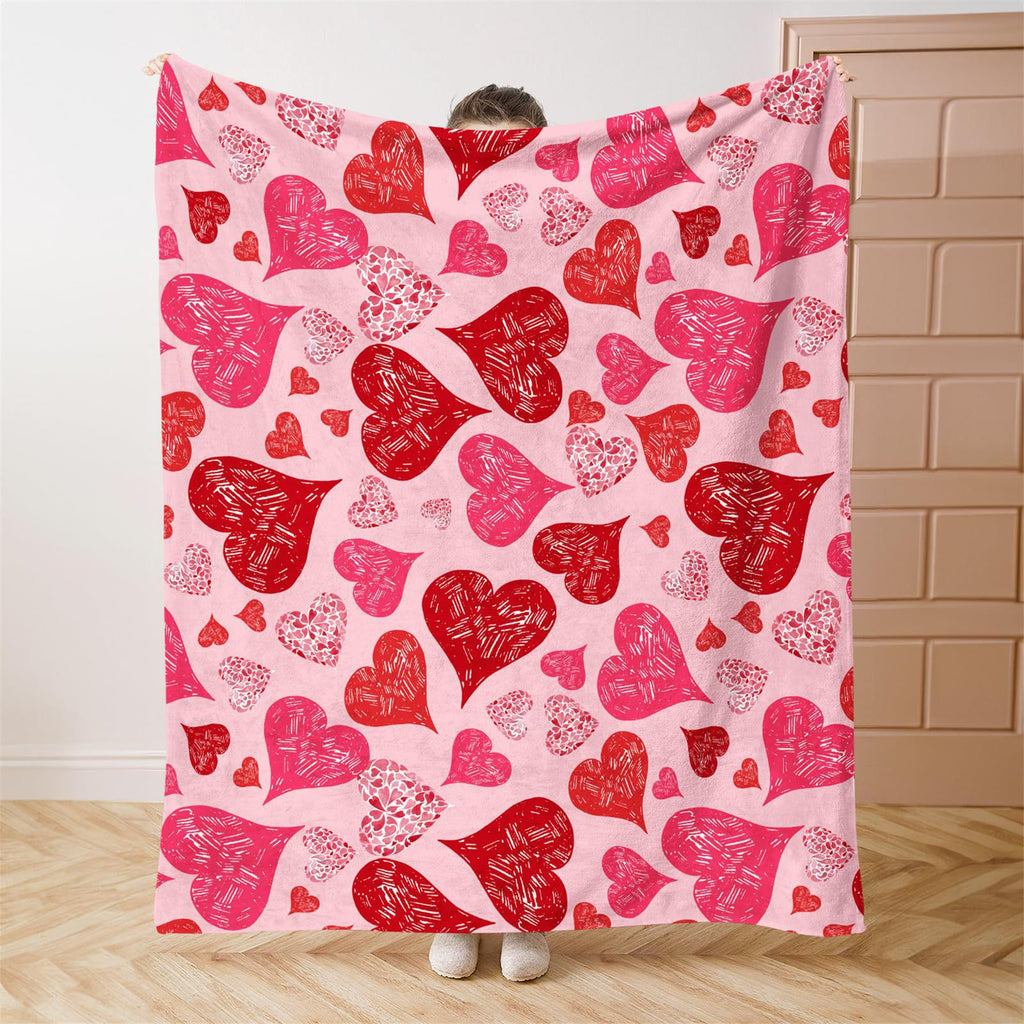 Valentine’s Day Heart Pattern Plush Throw Blanket