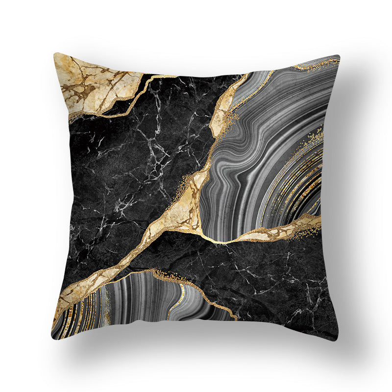 Abstract Gold Foil Linen Throw Pillow Cover 18x18 Square