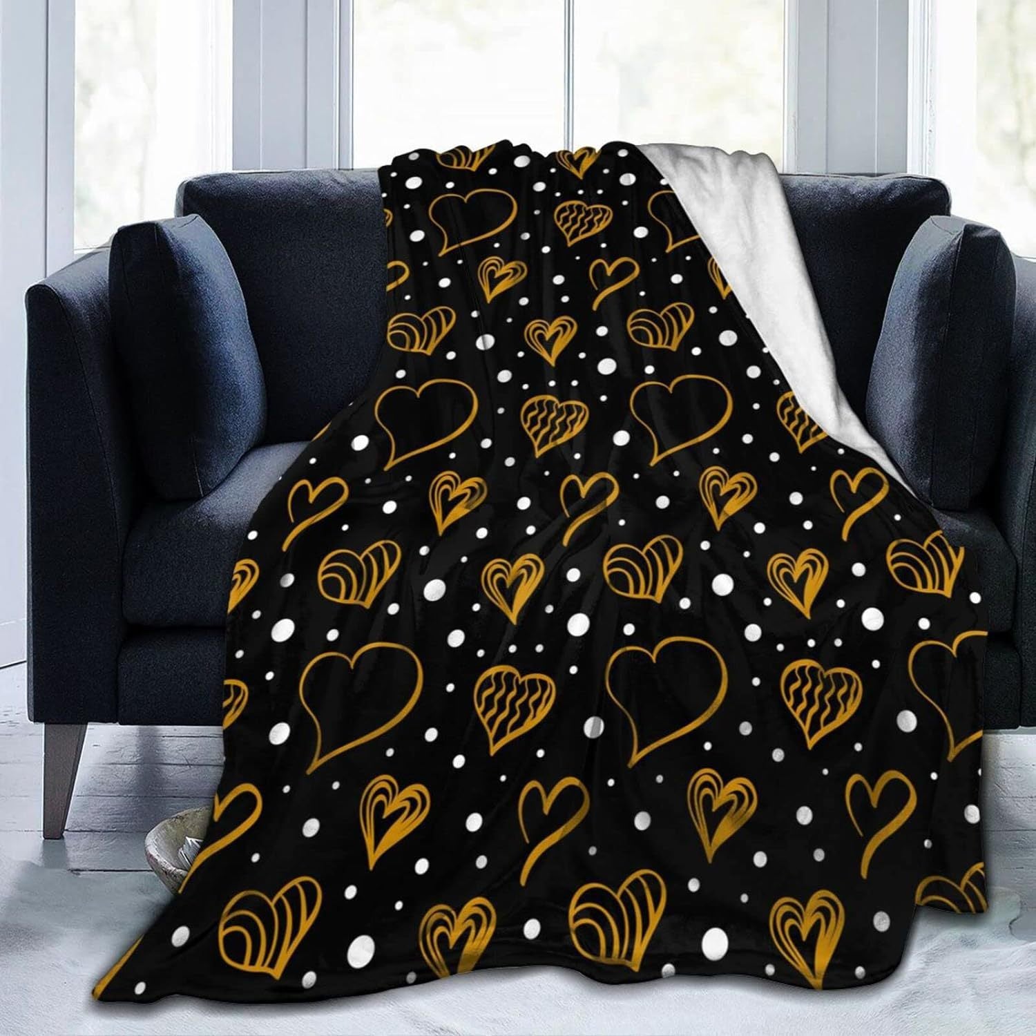 Valentine Leopard Heart Flannel Throw Blanket Soft Cozy
