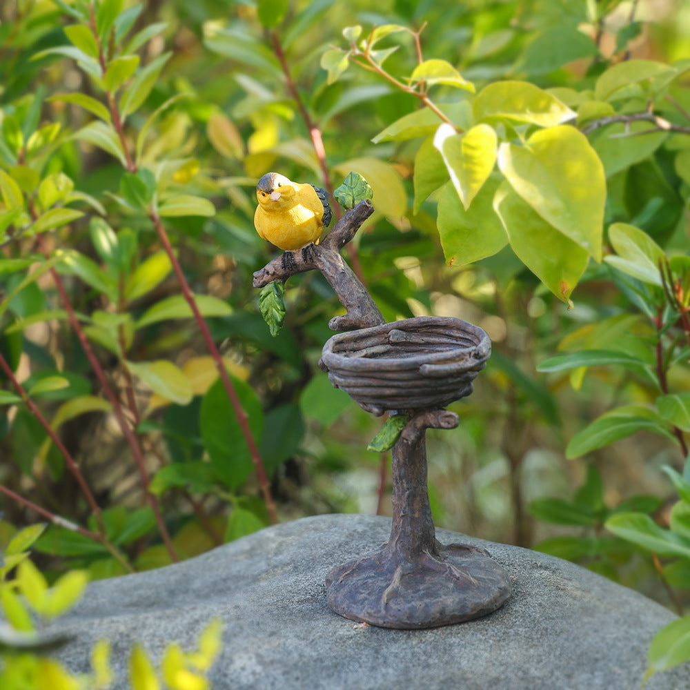 Resin Garden Birds Decor Outdoor Yard Patio Mini Statues Set