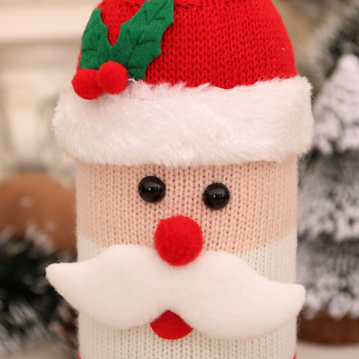 Christmas Knit Wine Bottle Cover Holiday Table Decor