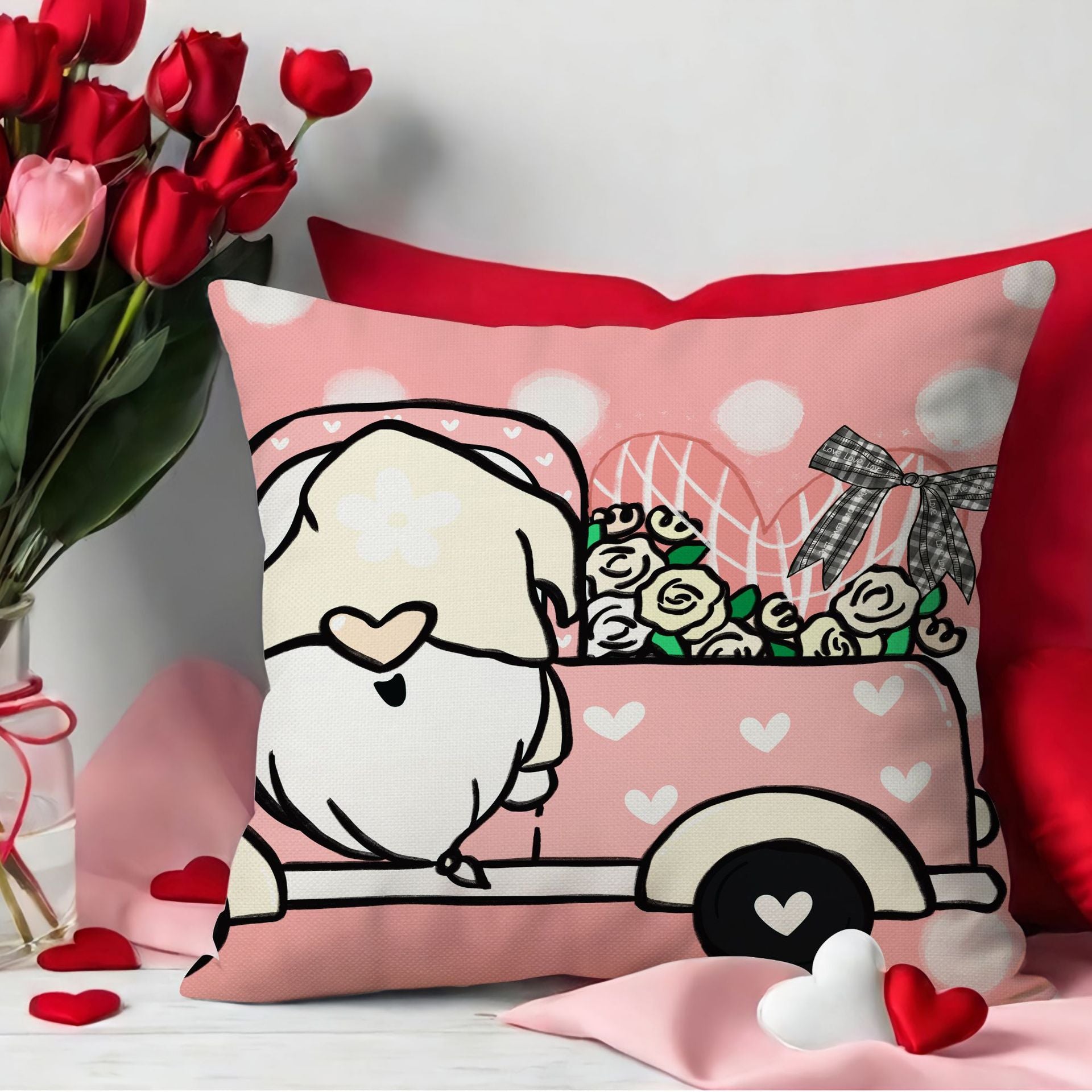 Valentine Pink Heart Throw Pillow Covers Cute Nordic Decor