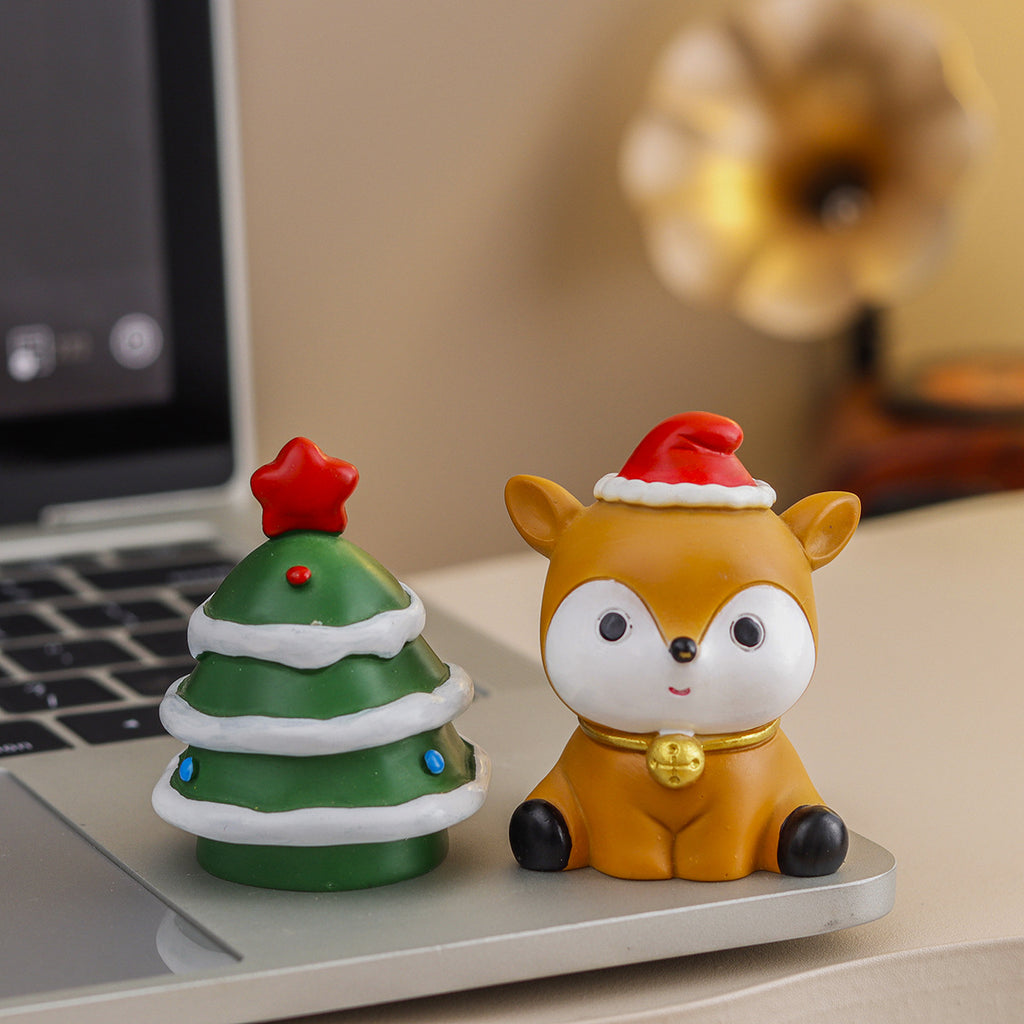 Resin Christmas Miniature Figurines Holiday Tabletop Decor