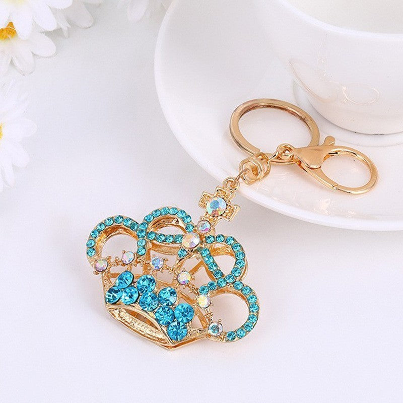 Rhinestone Crown Keychain Gold Metal Bag & Car Charm