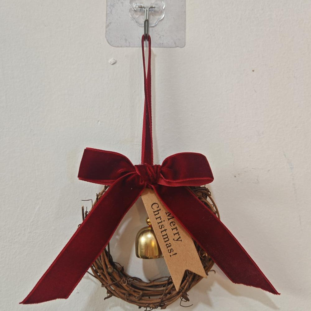 Wooden Christmas Wreath Hanging Ornament Holiday Tree Decor