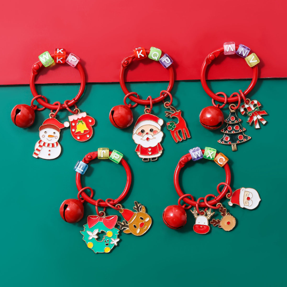 Christmas Santa Snowman Tree Charm Keychain Holiday Accessory