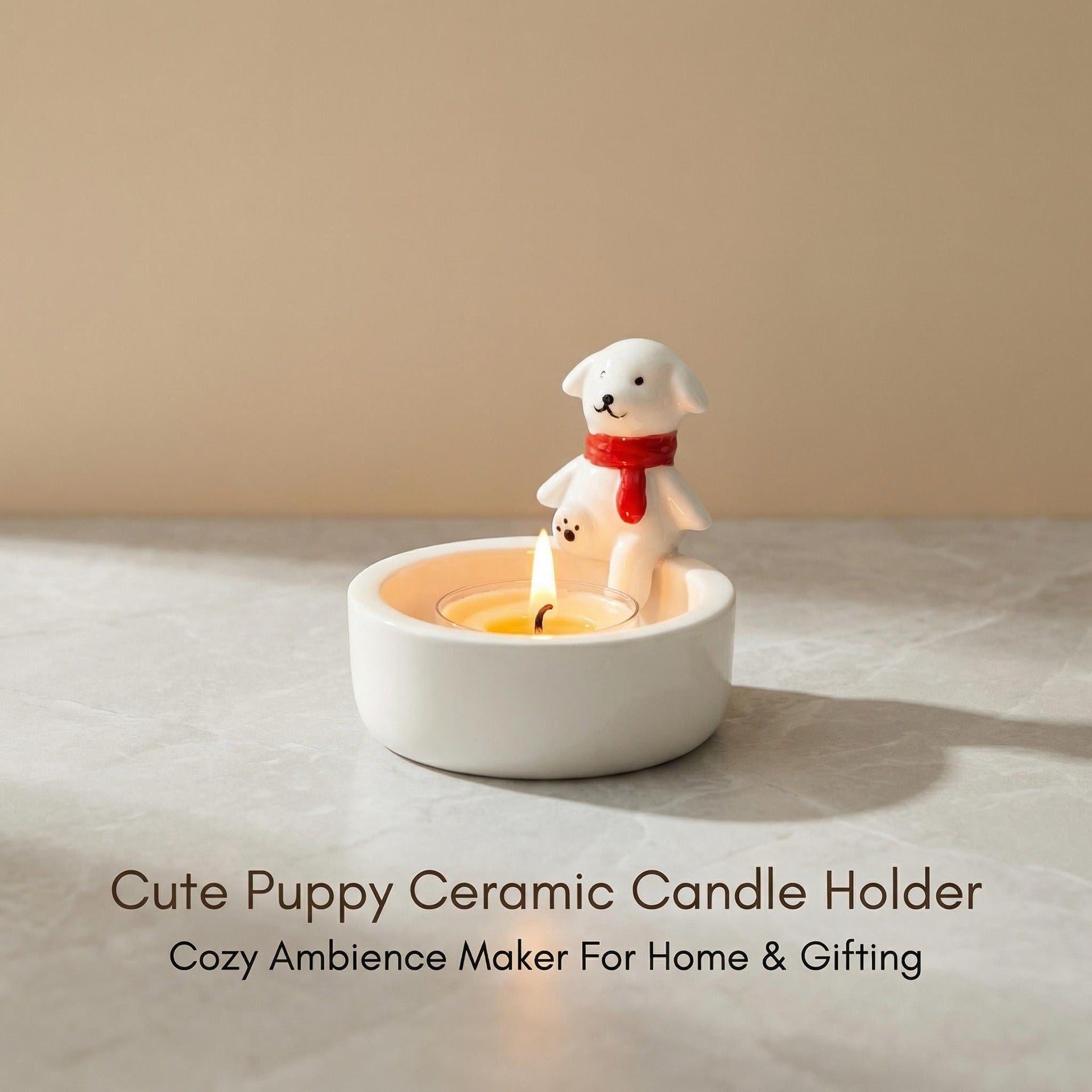 Cute Dog Ceramic Candle Holder Tabletop Decor