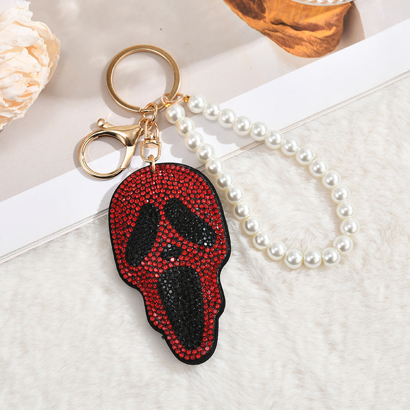 Bling Rhinestone Skull Tassel Keychain Gift