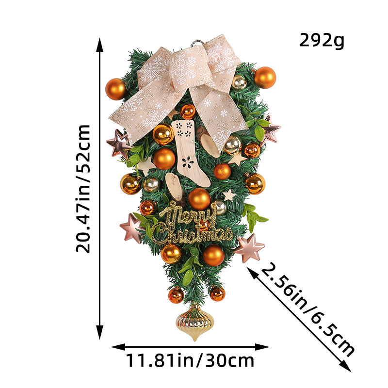 Christmas Ornament Wreath with Pine Needles for Door Decor