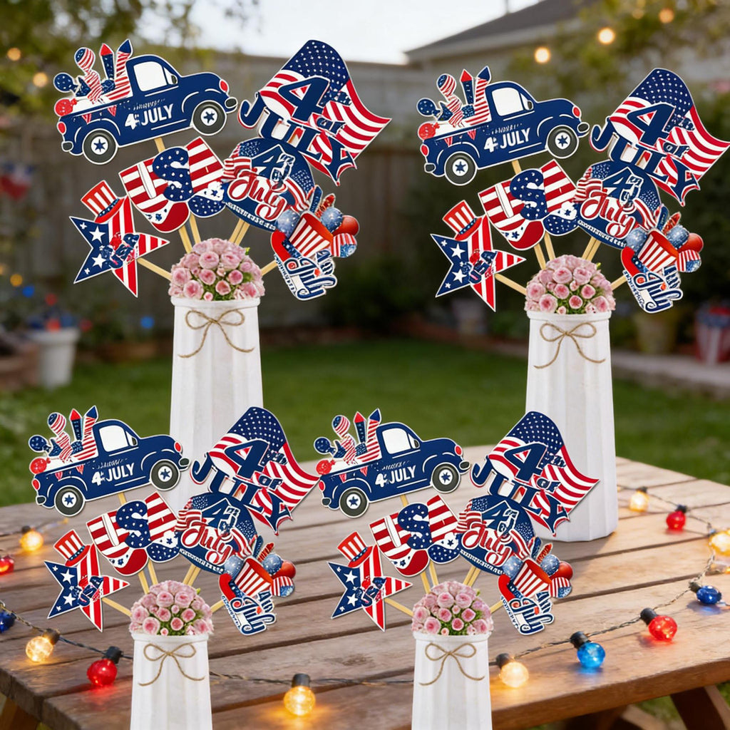 4th of July Patriotic Tabletop Flag Decoration Set USA Party Supplies