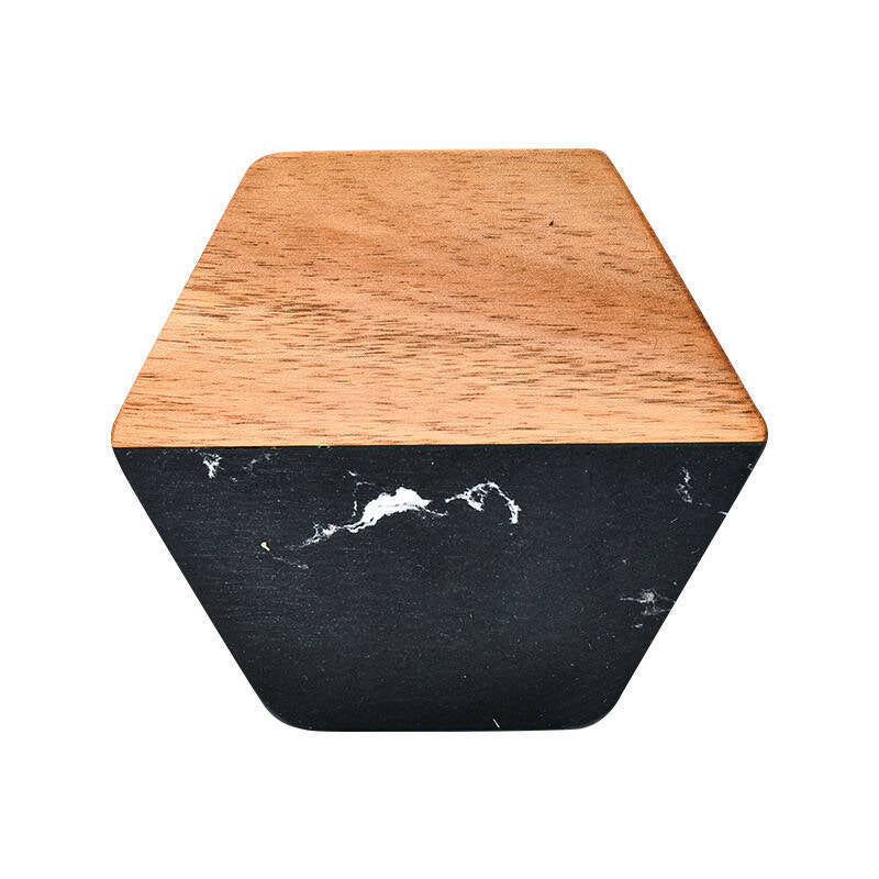 Marble and Wood Drink Coaster Modern Table Cup Mat