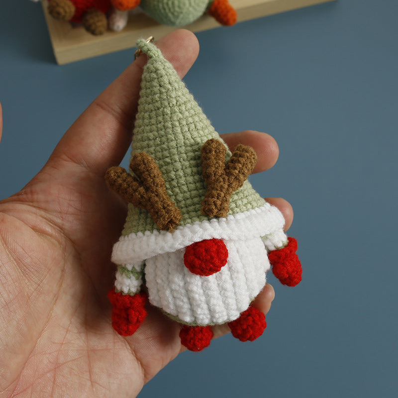 Handmade Crochet Christmas Gnome Reindeer Holiday Keychain