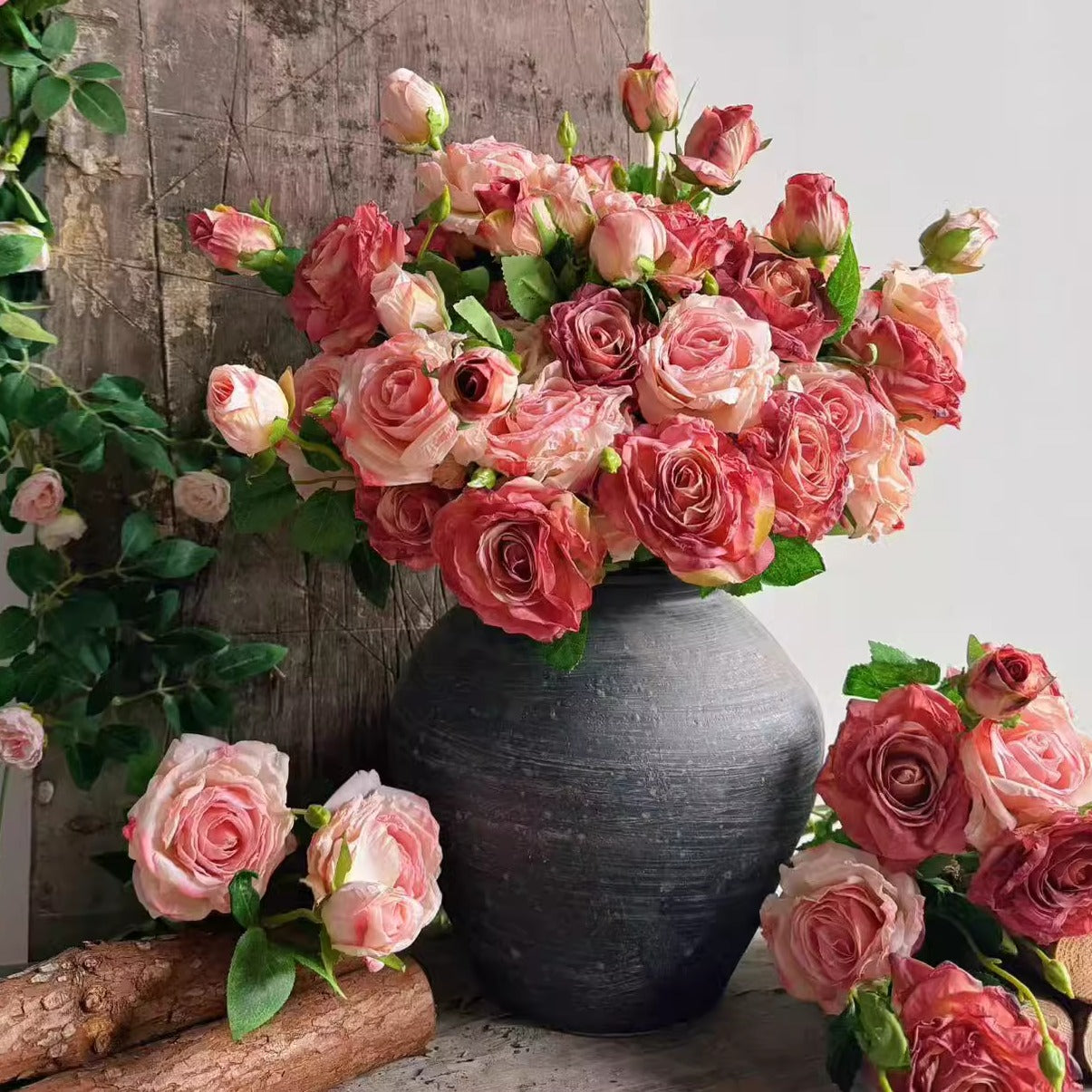 Valentine’s Day Vintage Faux Rose Bouquet Burnt Edge Decor