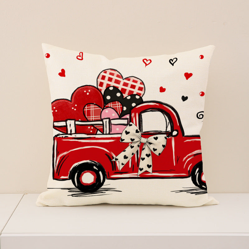 Valentine Heart Print Throw Pillow Covers Love Decor Set