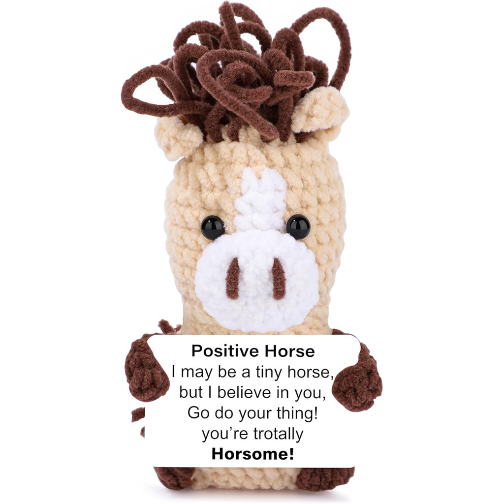 Handmade Crochet Horse Plush Positive Message Gift