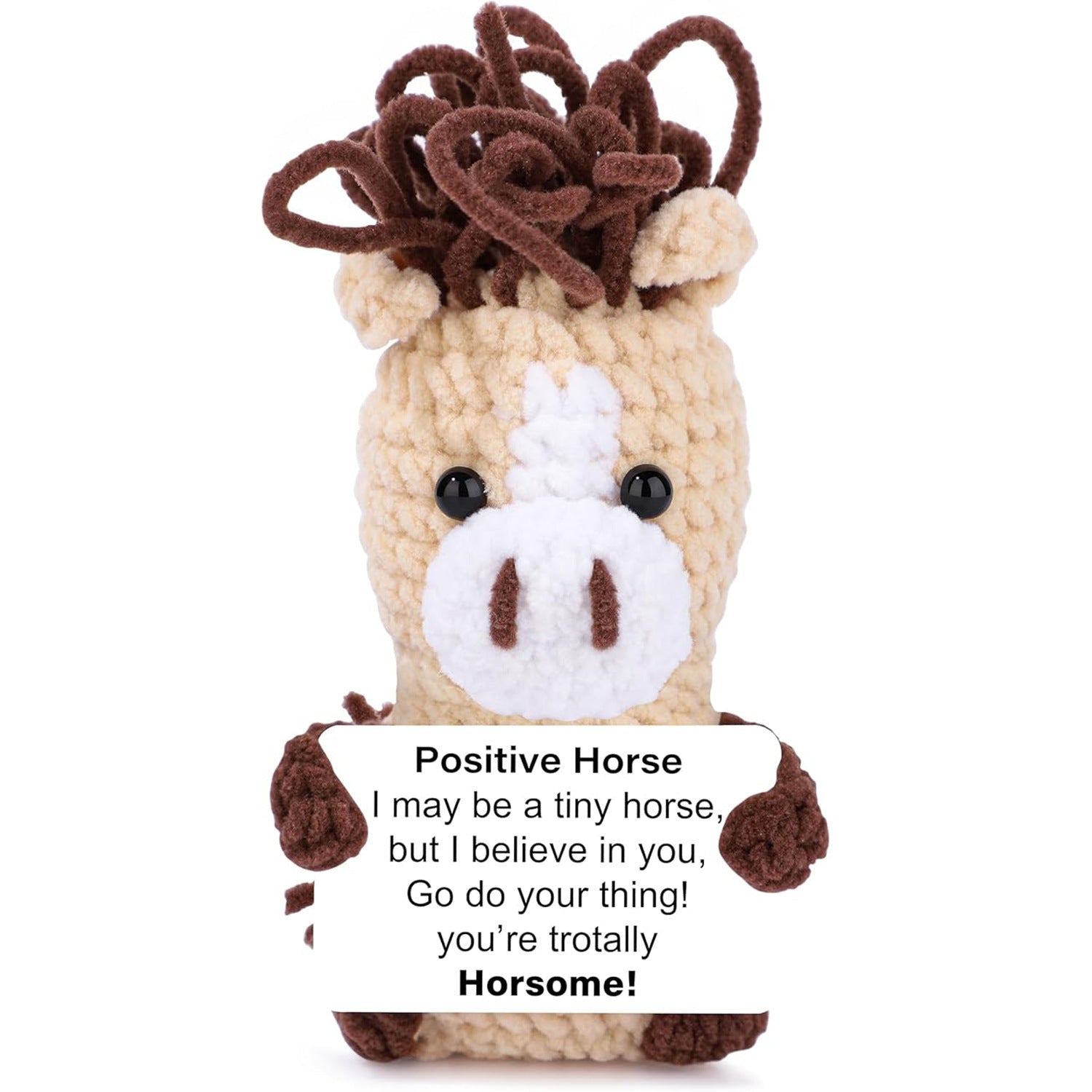 Handmade Crochet Horse Plush Positive Message Gift