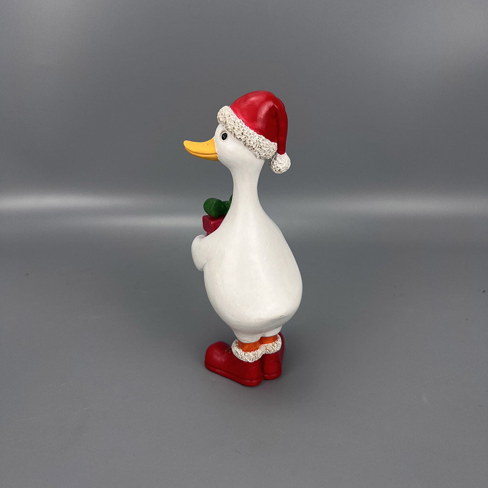 Cute Resin Christmas Duck Figurines Holiday Tabletop Decor