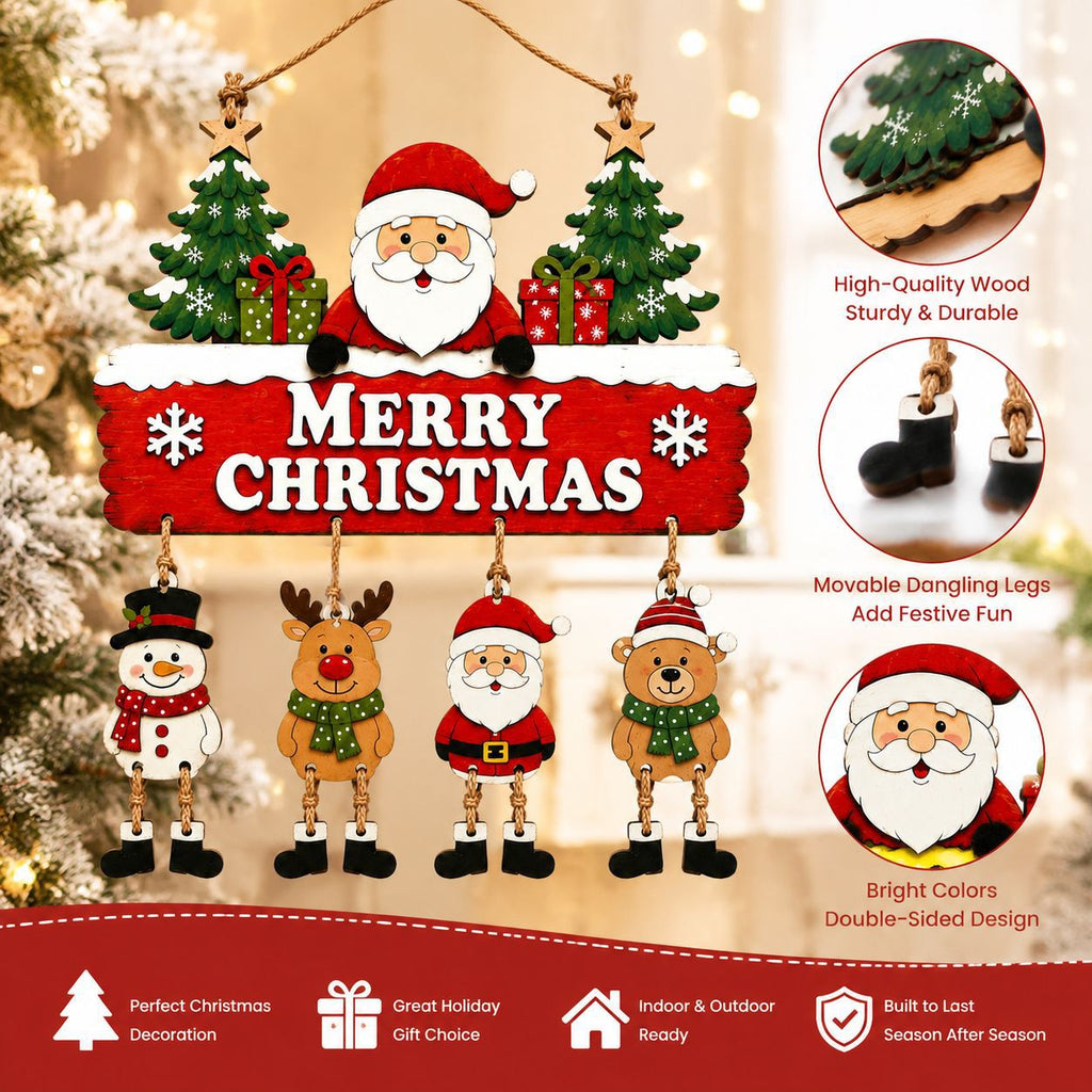 Christmas Wooden Sign with Dangling Legs Holiday Decor