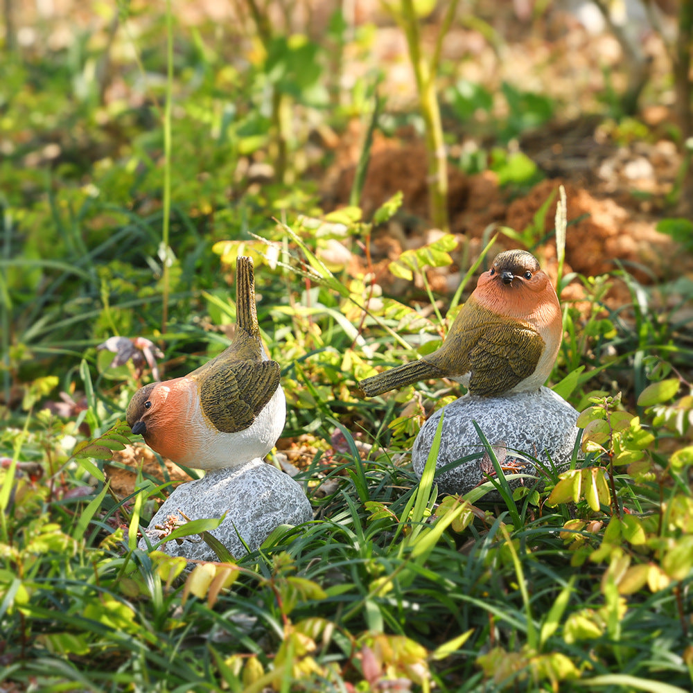Resin Garden Birds Decor Outdoor Yard Patio Mini Statues Set
