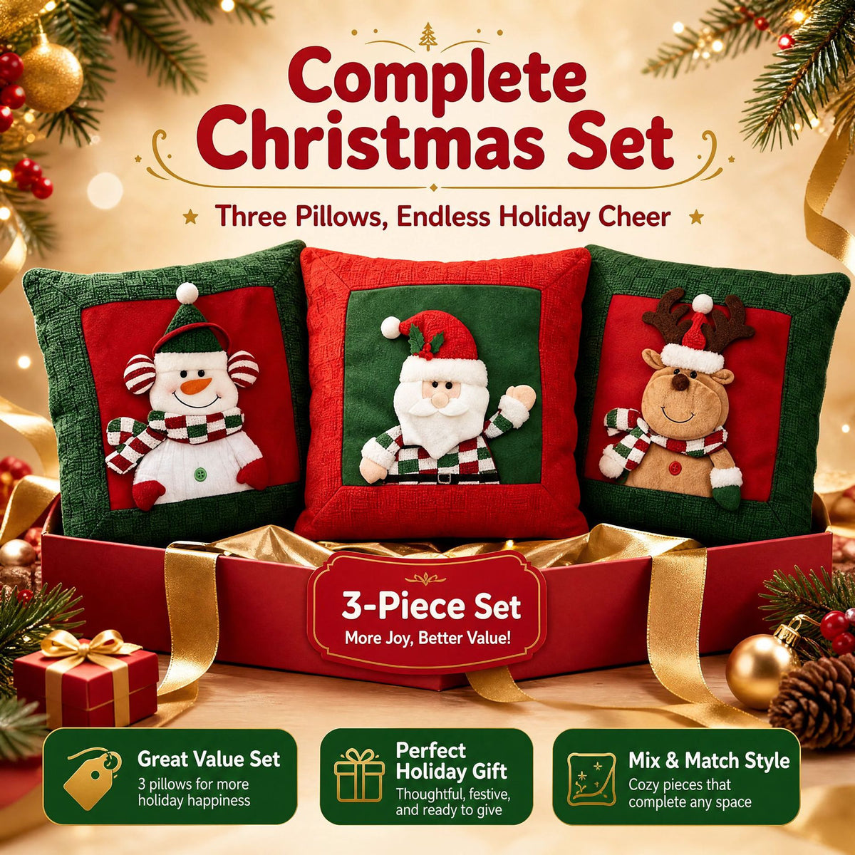 Polyester Christmas Pillow Cover Holiday Home Decor