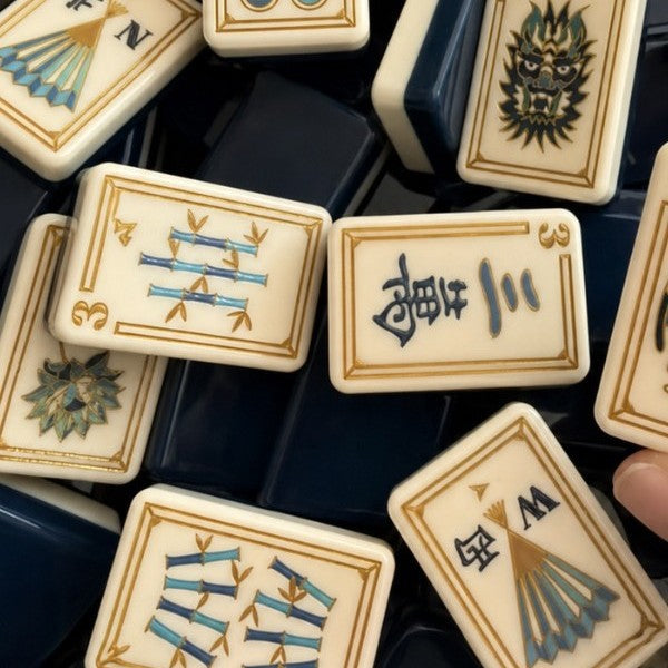 Acrylic Mahjong Set Navy Blue Classic Game Tiles