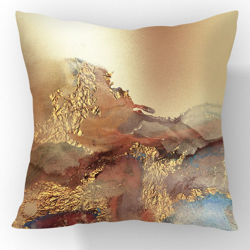 Gold Foil Abstract Marble Cushion Cover Nordic Style
