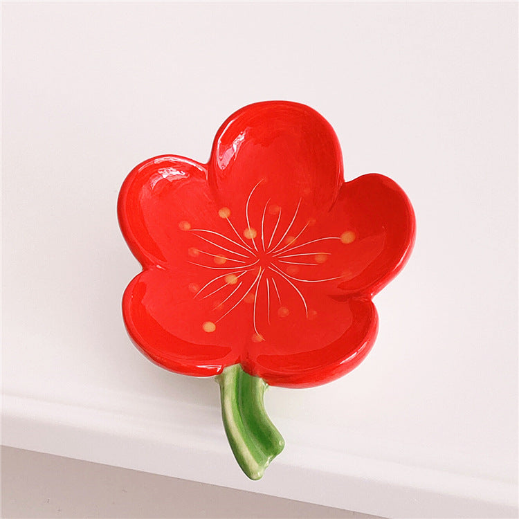 Flower Ceramic Soap Dish Floral Bathroom Tray Decor