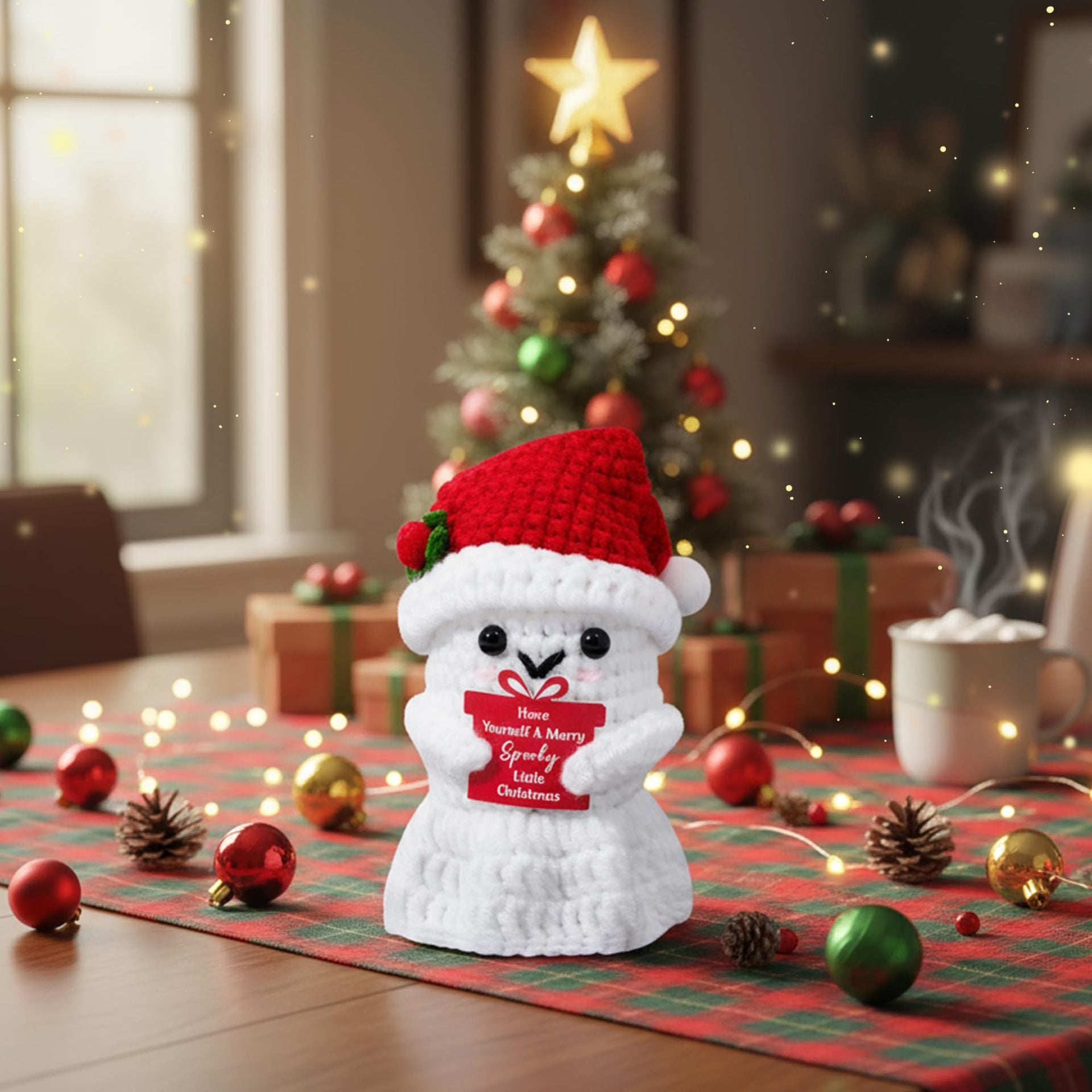 Handmade Crochet Snowman Christmas Plush Decoration