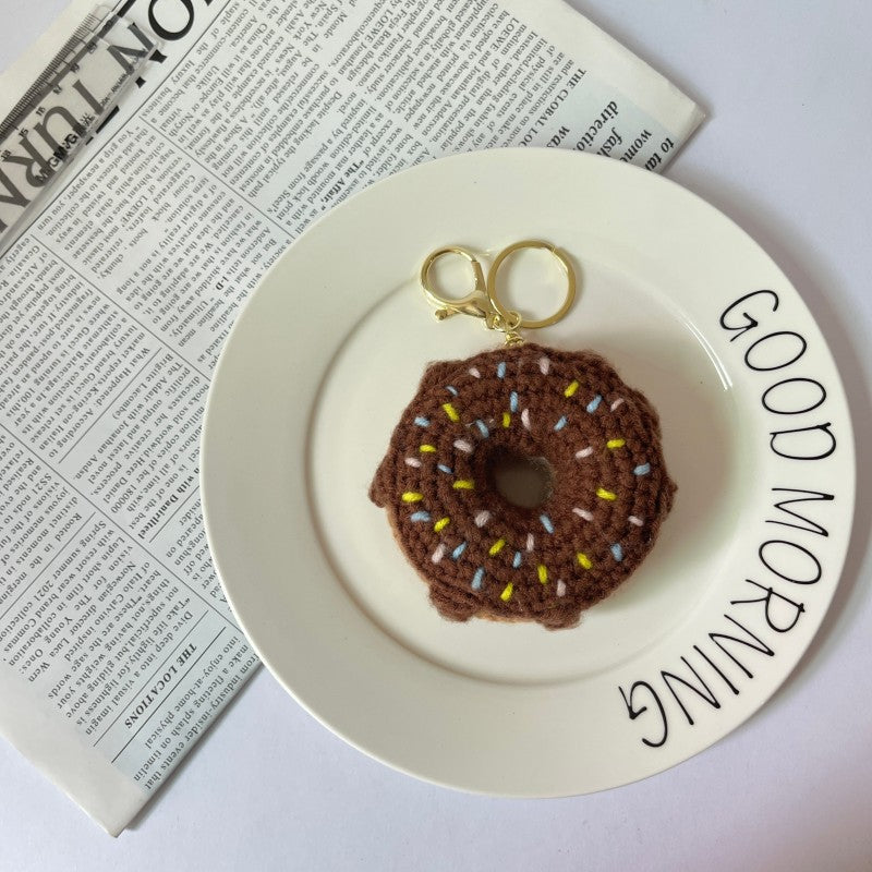Crochet Donut Plush Keychain Cute Food Charm