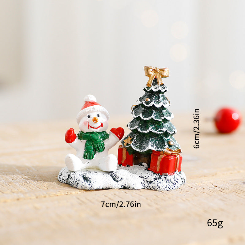Resin Christmas Village Miniature Figurine Holiday Tabletop Decora