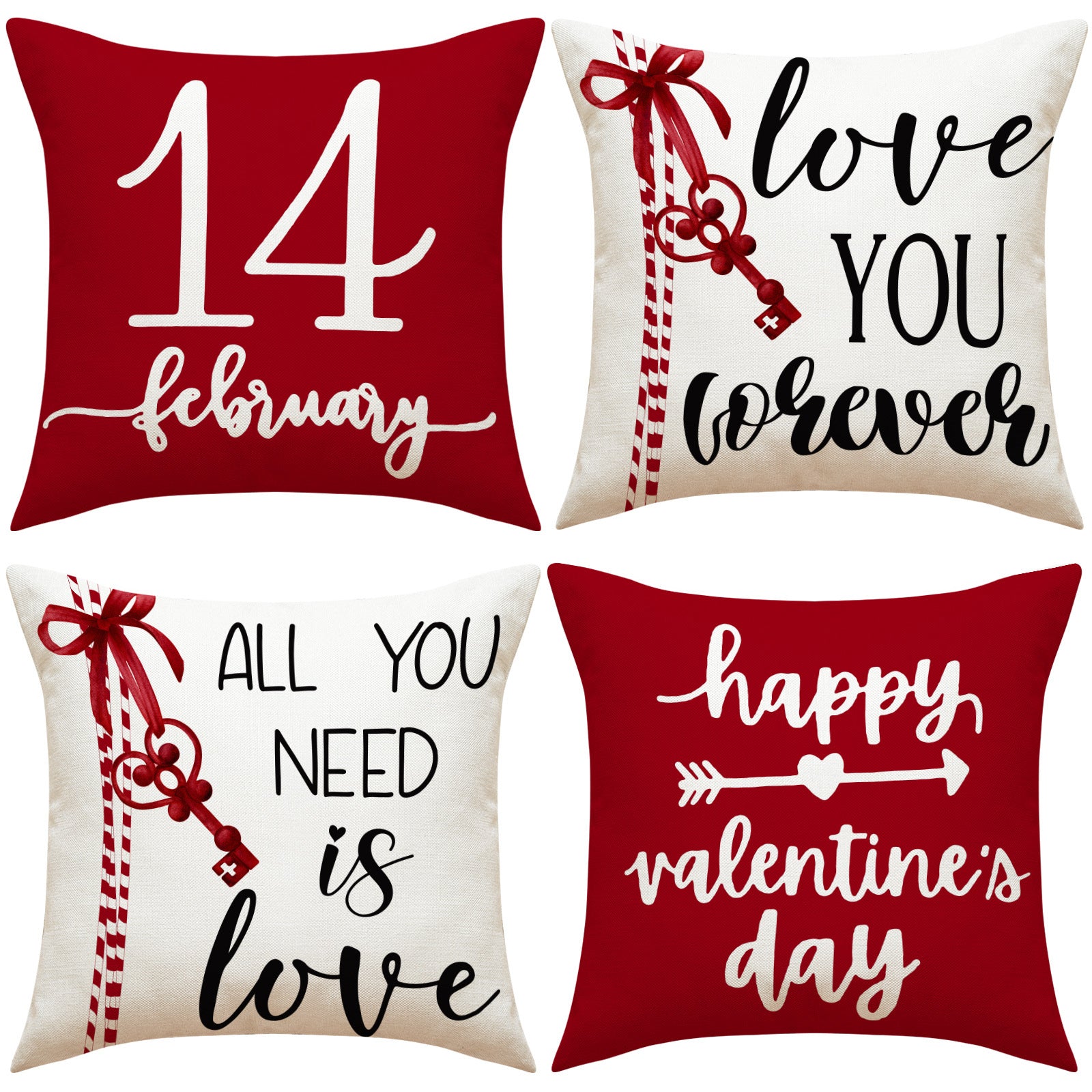 Valentines Day Nordic Linen Pillow Cover Romantic Home Decor