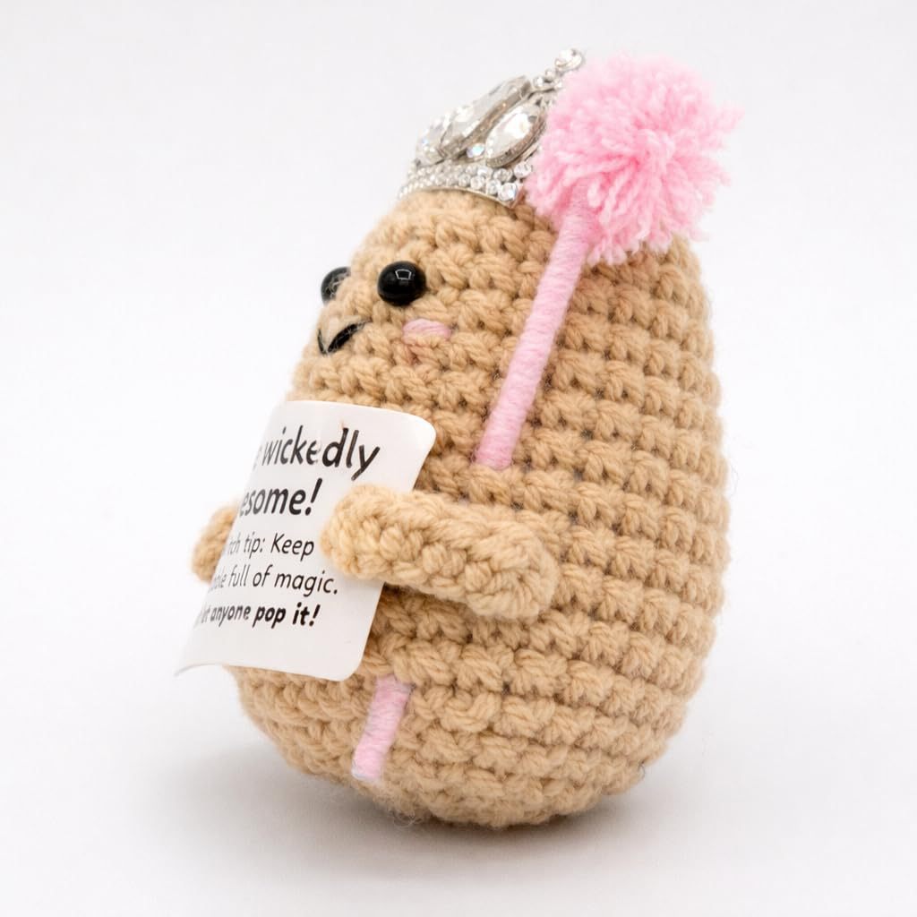 Handmade Crochet Witch Plush Positive Message Gift