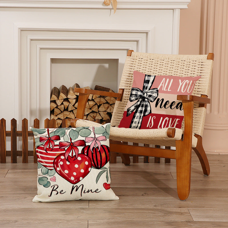 Valentine Heart Pillow Covers Set with Love Letter Prints