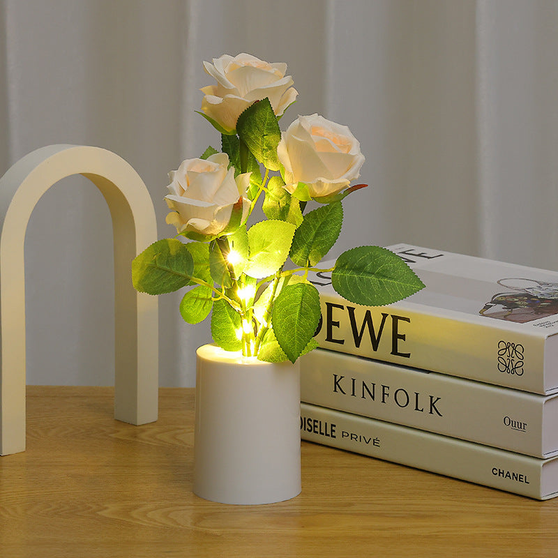 Rose Flower Night Light Battery Powered Table Lamp