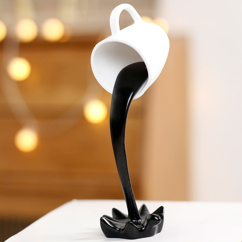 Floating Coffee Cup Resin Decor Modern Desk Home Gift