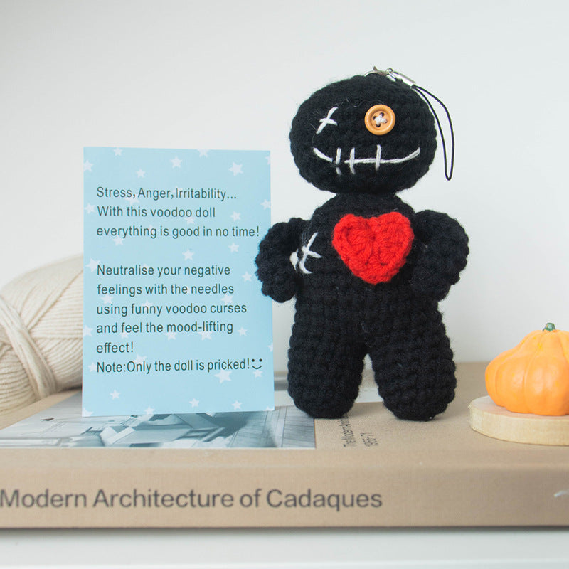 Halloween Crochet Voodoo Doll Black Plush Decor Toy