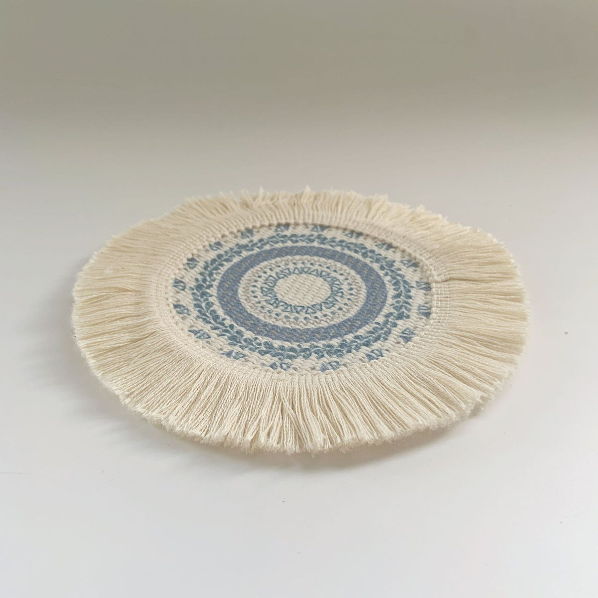 Boho Pattern Round Decorative Drink Coaster Set with Tassels