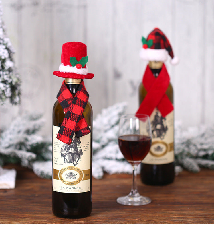 Fabric Christmas Wine Bottle Cover Holiday Table Decor