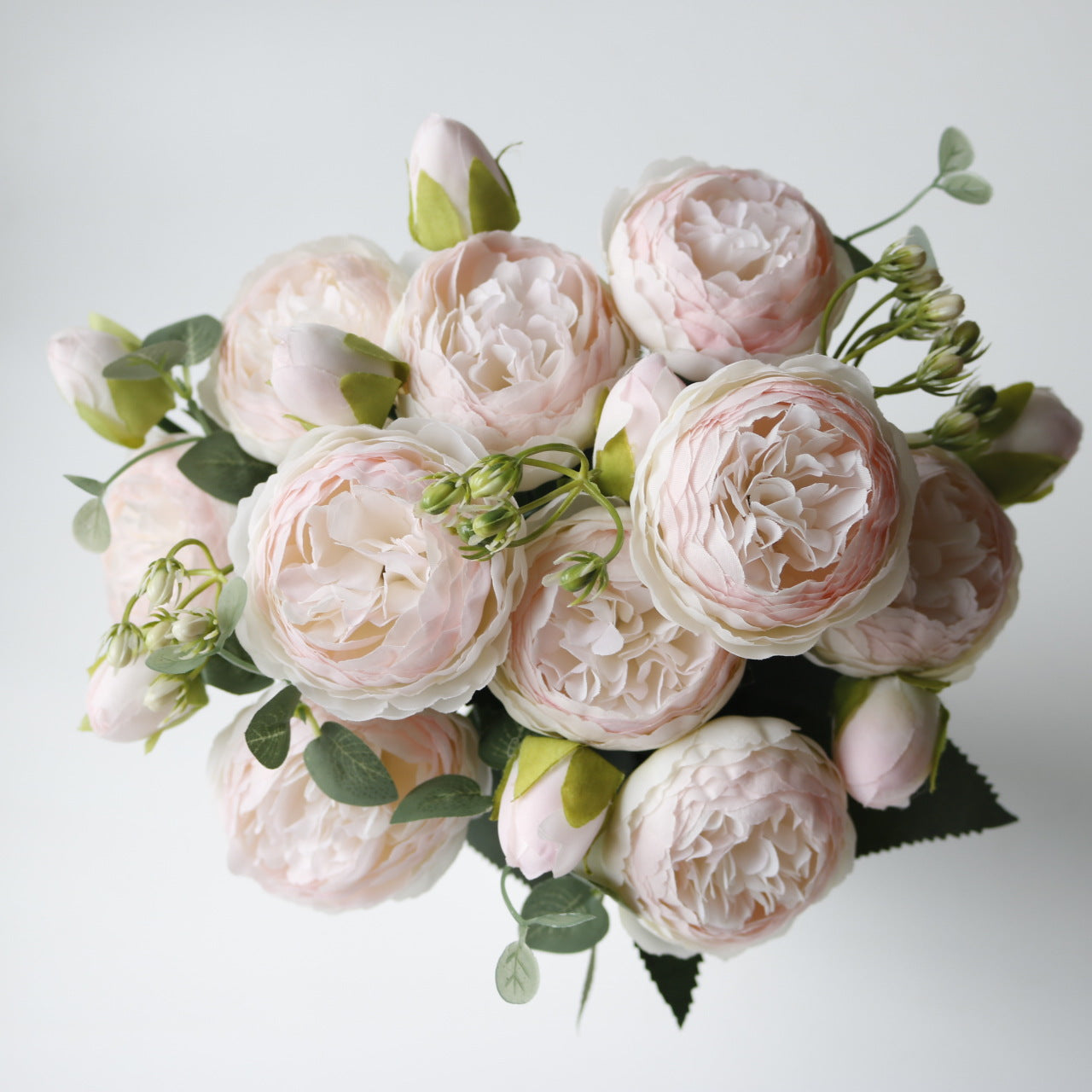 Valentine 5-Head Faux Peony Rose Floral Bouquet Decor