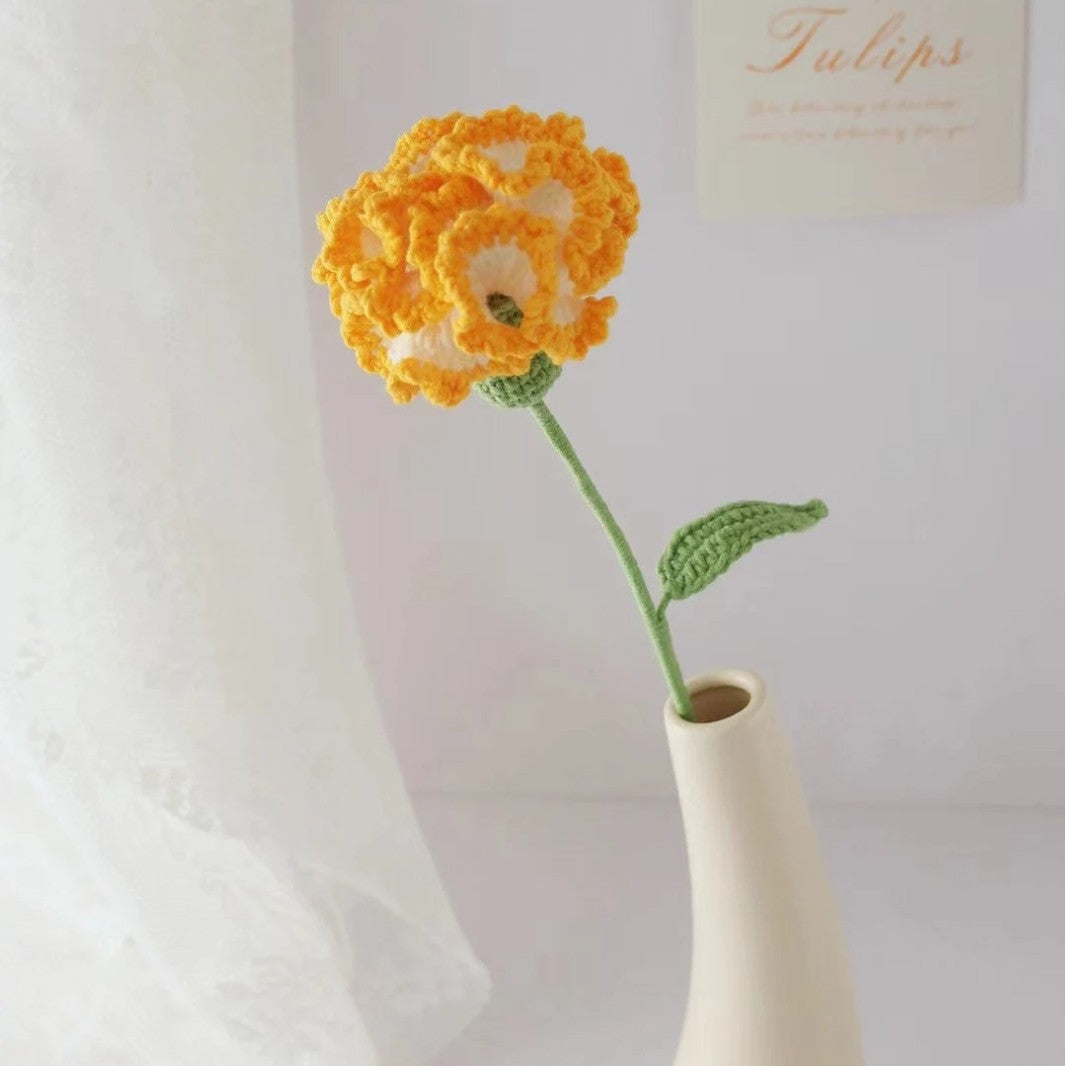 Crochet Handmade Flower Bouquet Knit Yarn Floral Decor