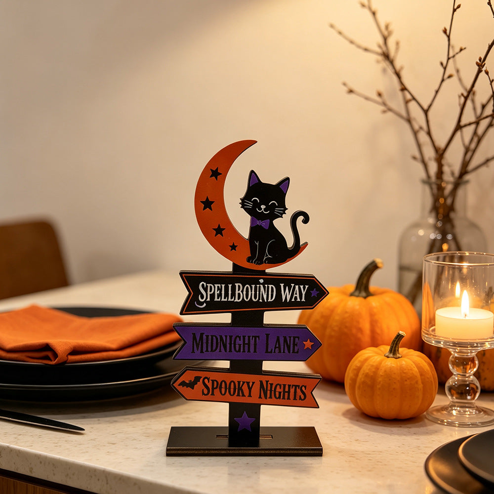 Wooden Halloween Tabletop Sign Seasonal Home Decor