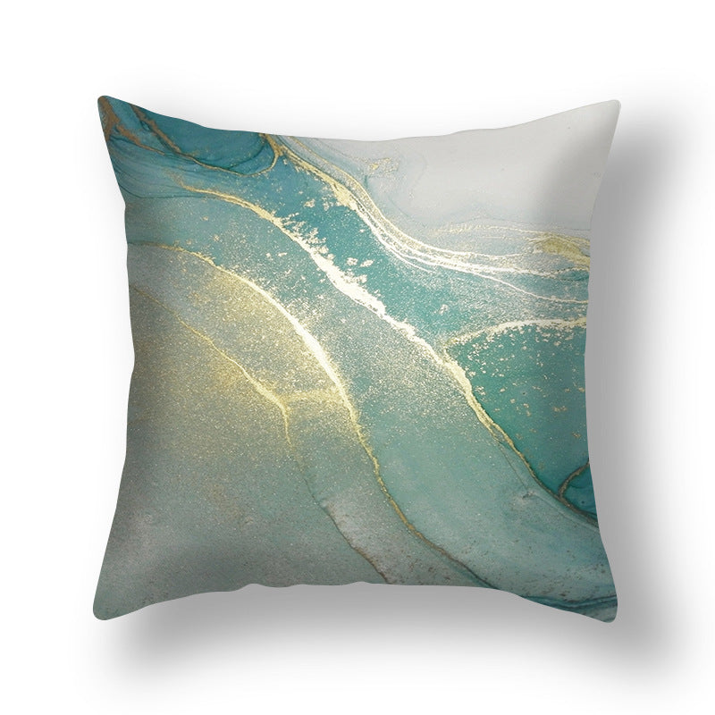 Abstract Gold Foil Linen Throw Pillow Cover 18x18 Square