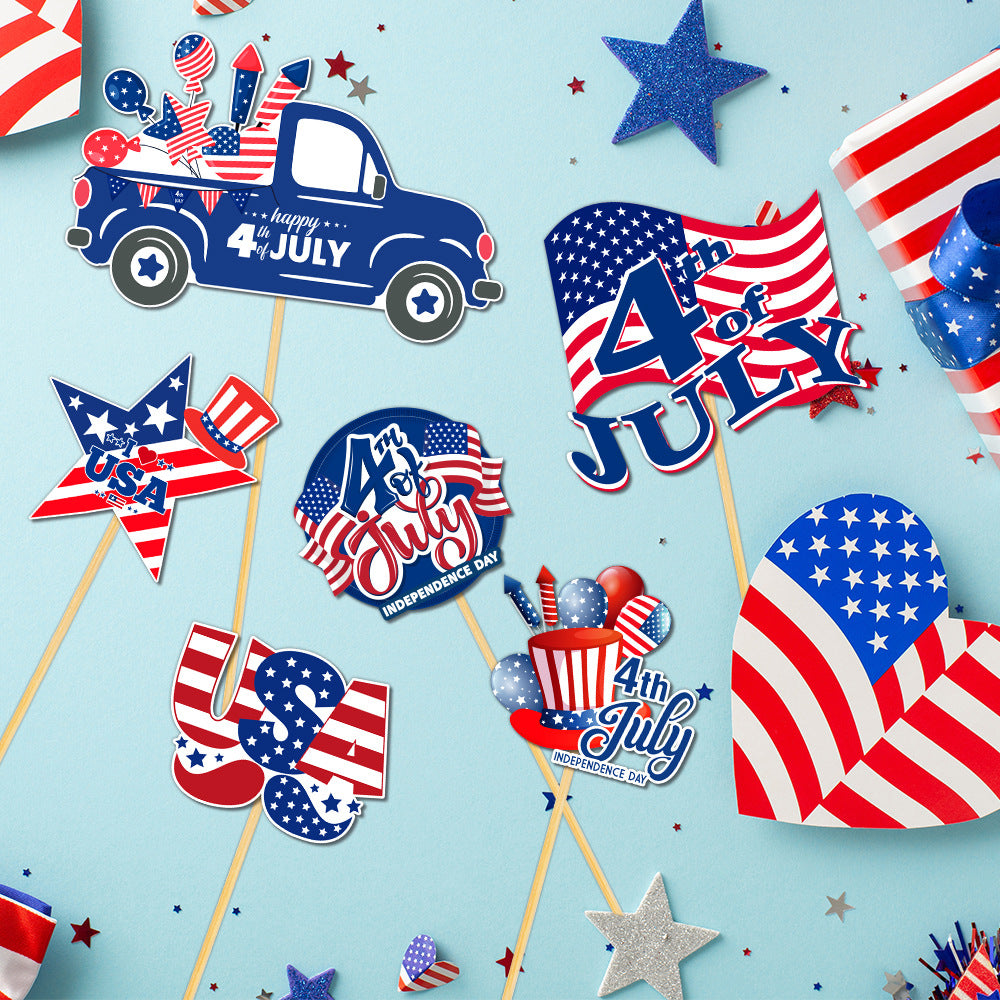 4th of July Patriotic Tabletop Flag Decoration Set USA Party Supplies
