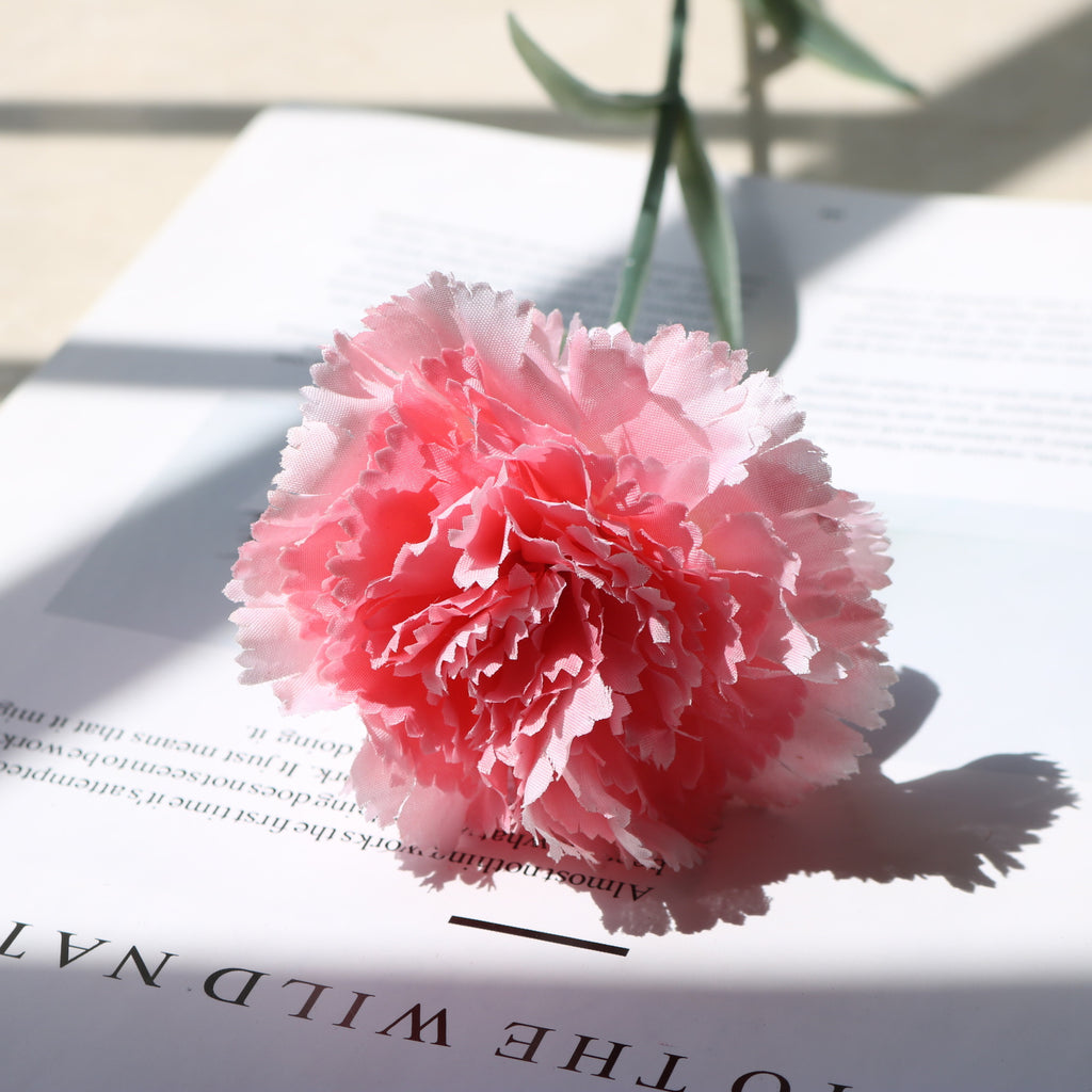 Valentine Long Stem Silk Carnations Faux Flower Bouquet