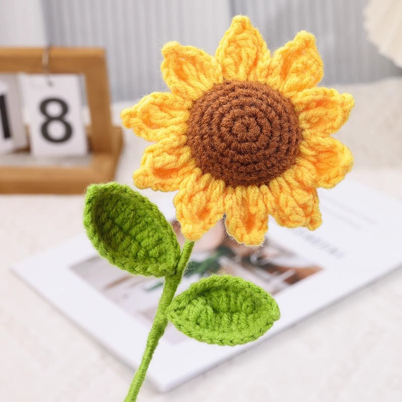 Crochet Sunflower Bouquet Handmade Yarn Flower Decor