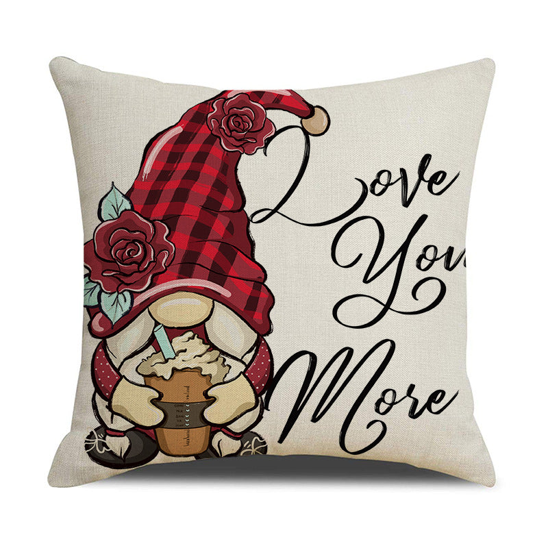 Valentine Gnome Love Pillow Covers Set Linen Couples Decor